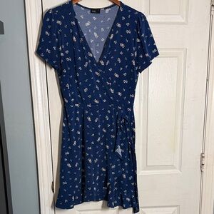 Muse Navy Floral Wrap Mini Dress